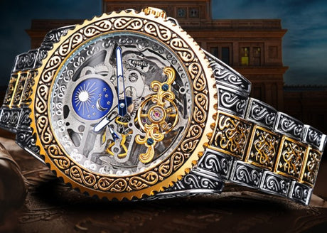 European And American Style Men's Fashion Hollow Retro Carved Automatic Mechanical Watch - www.goemag.com